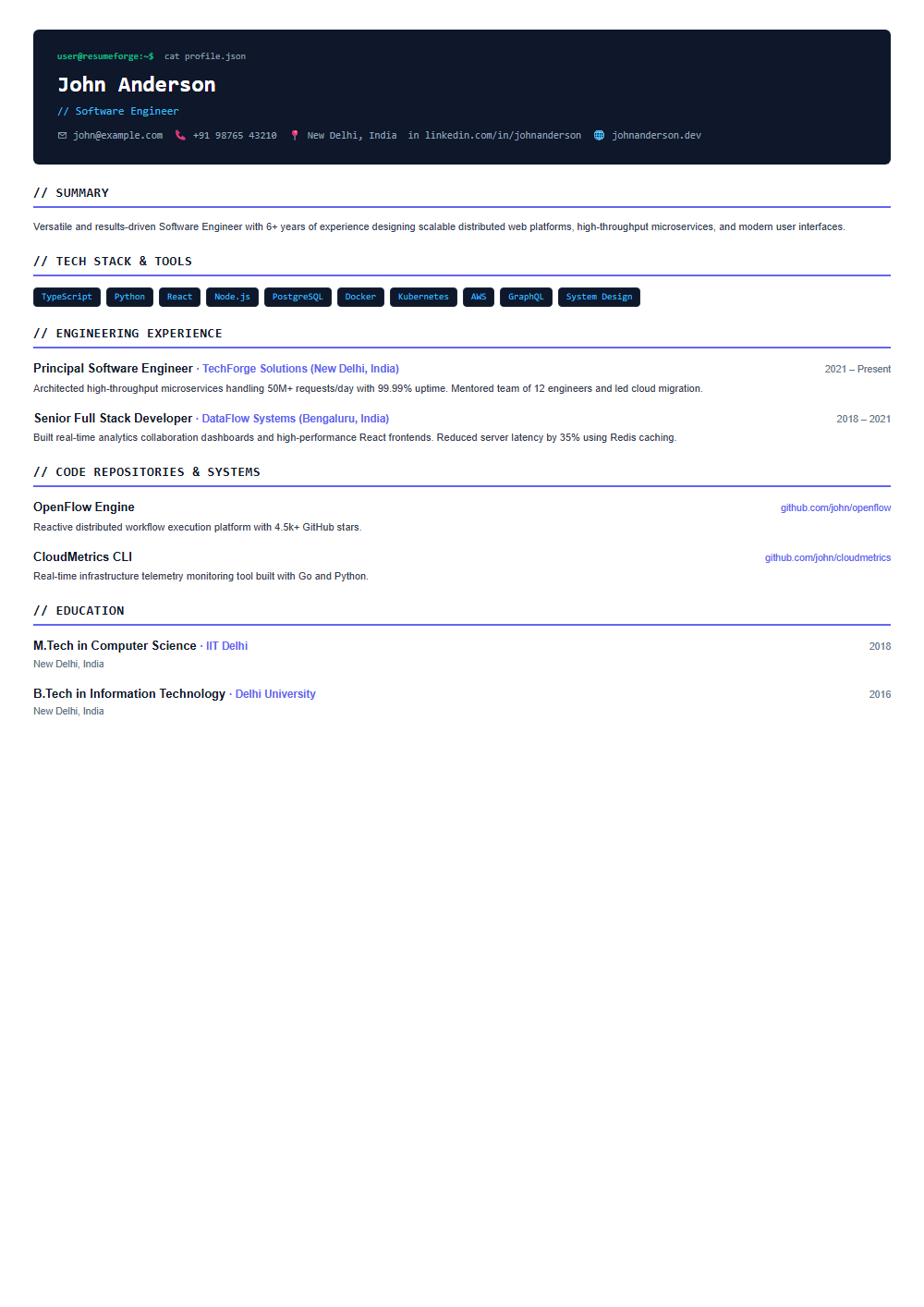 Algorithm resume template preview