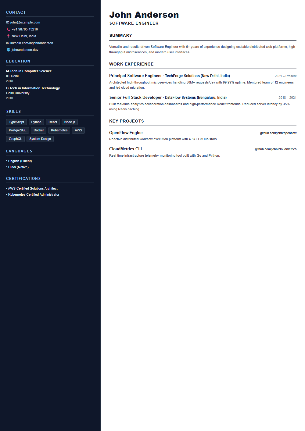 Apex resume template preview