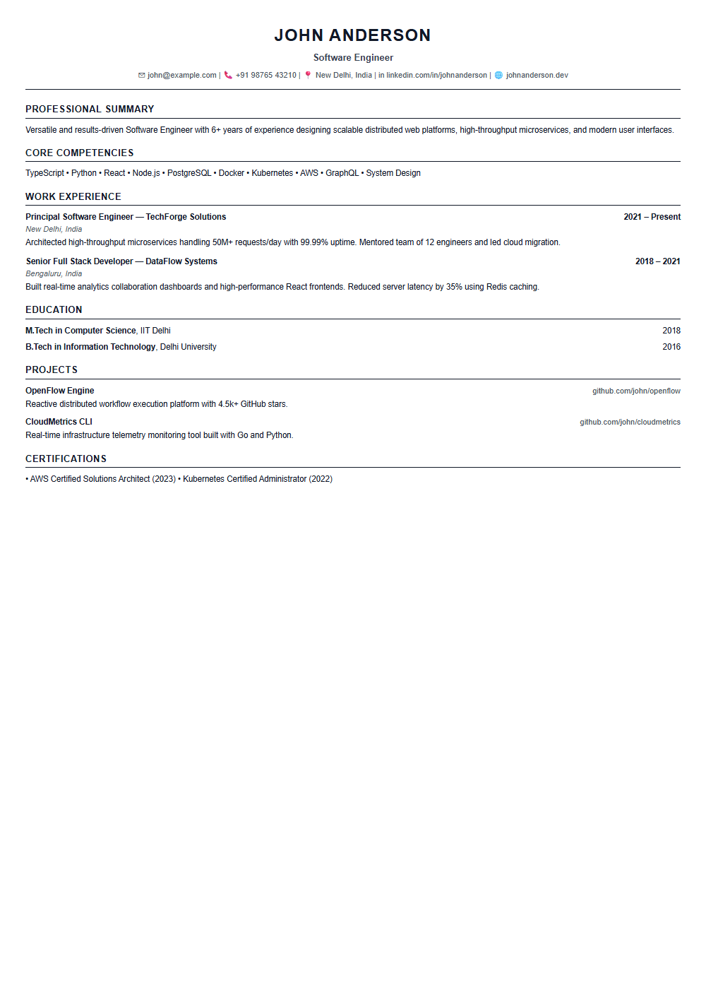 ATS Classic resume template preview