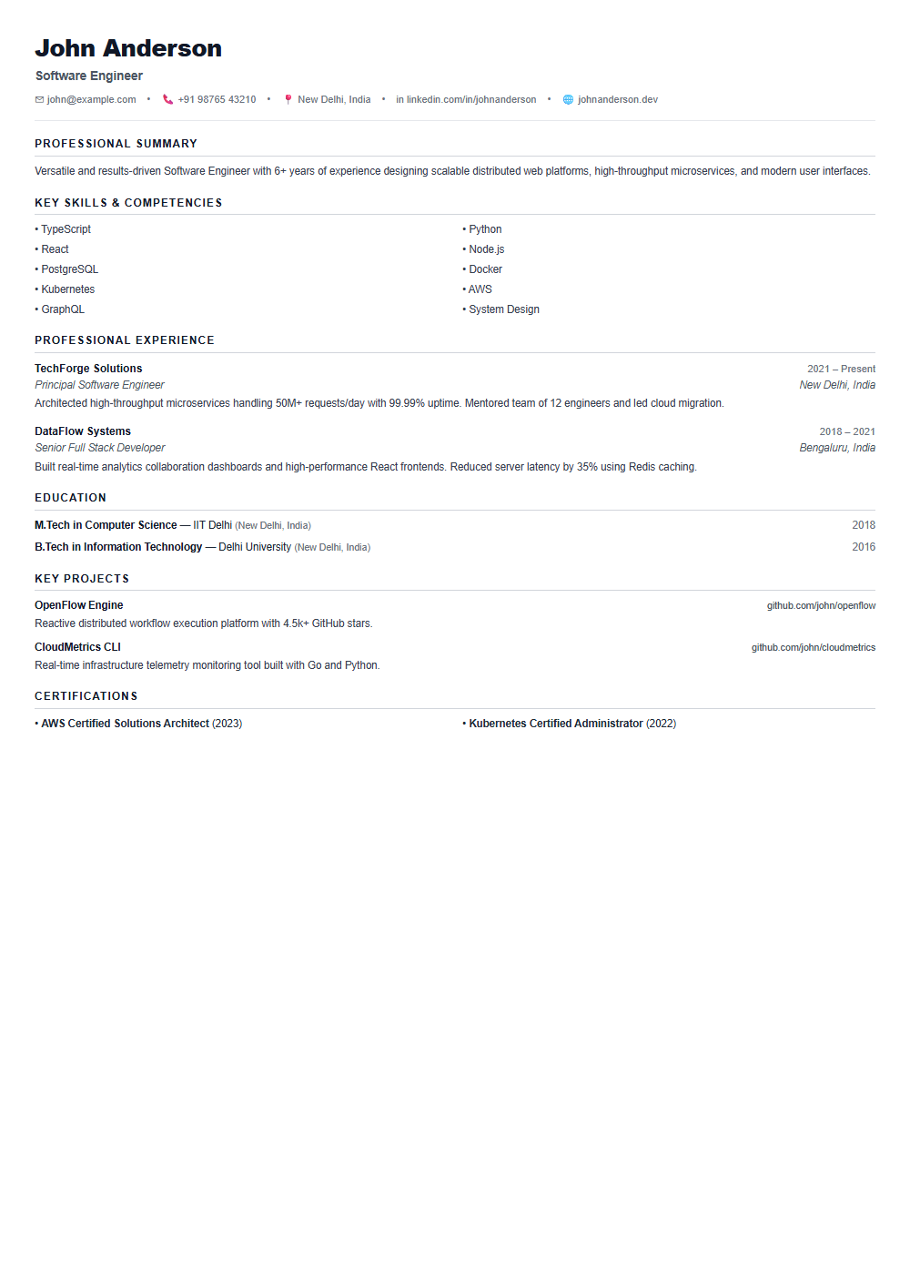 ATS Clean resume template preview