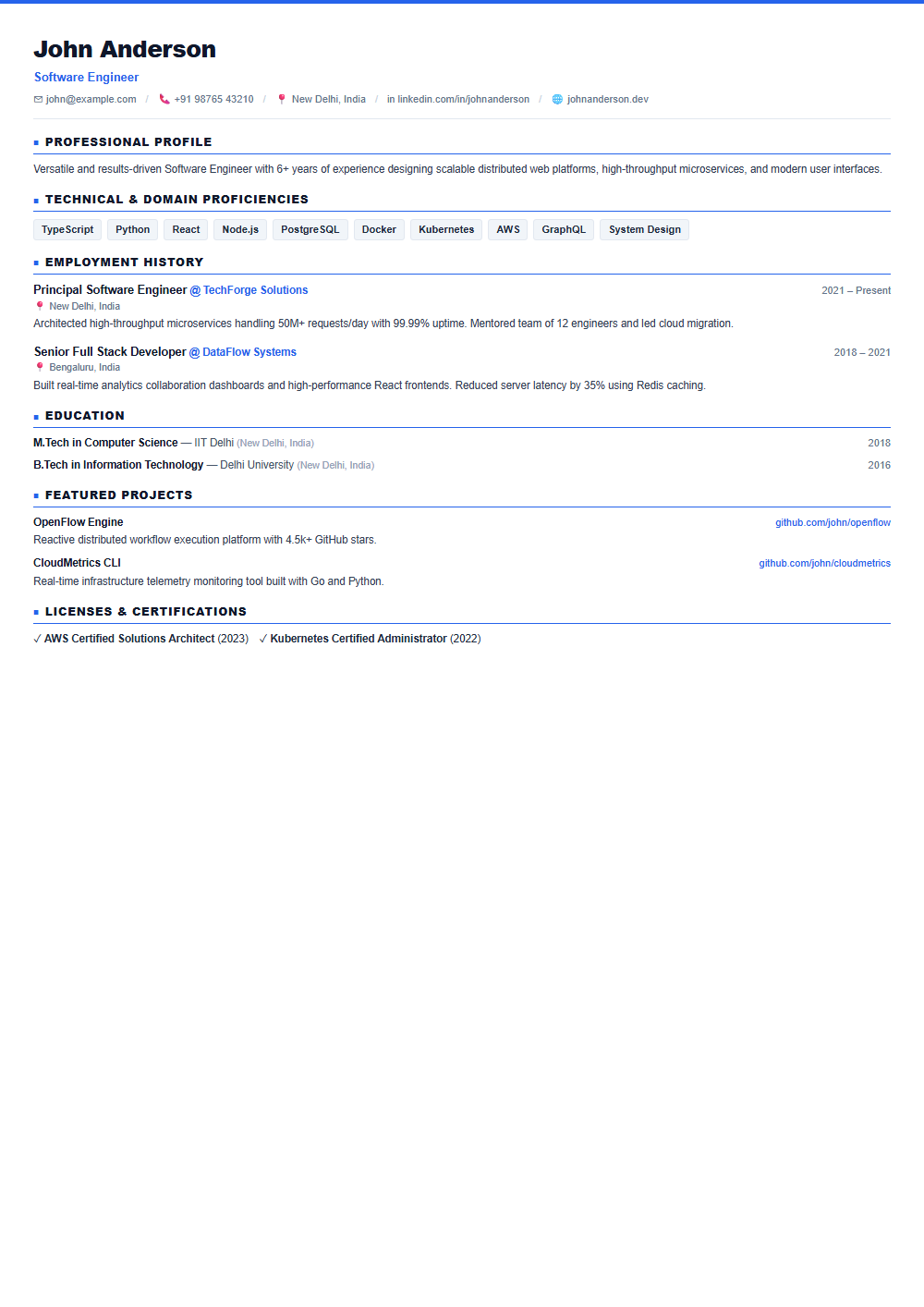 ATS Modern resume template preview
