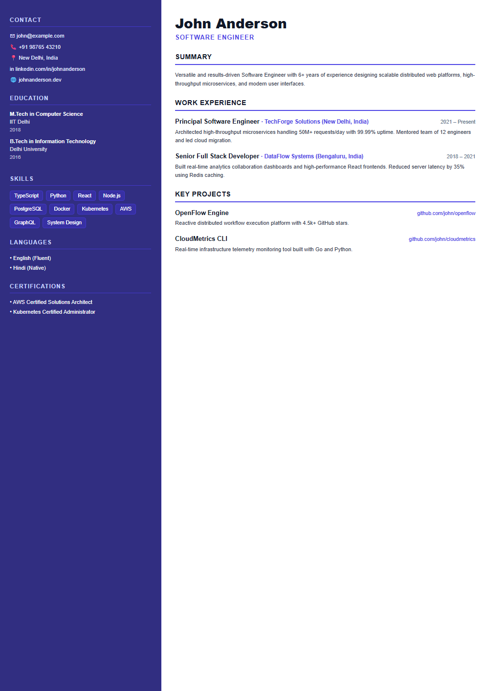 Aurora resume template preview