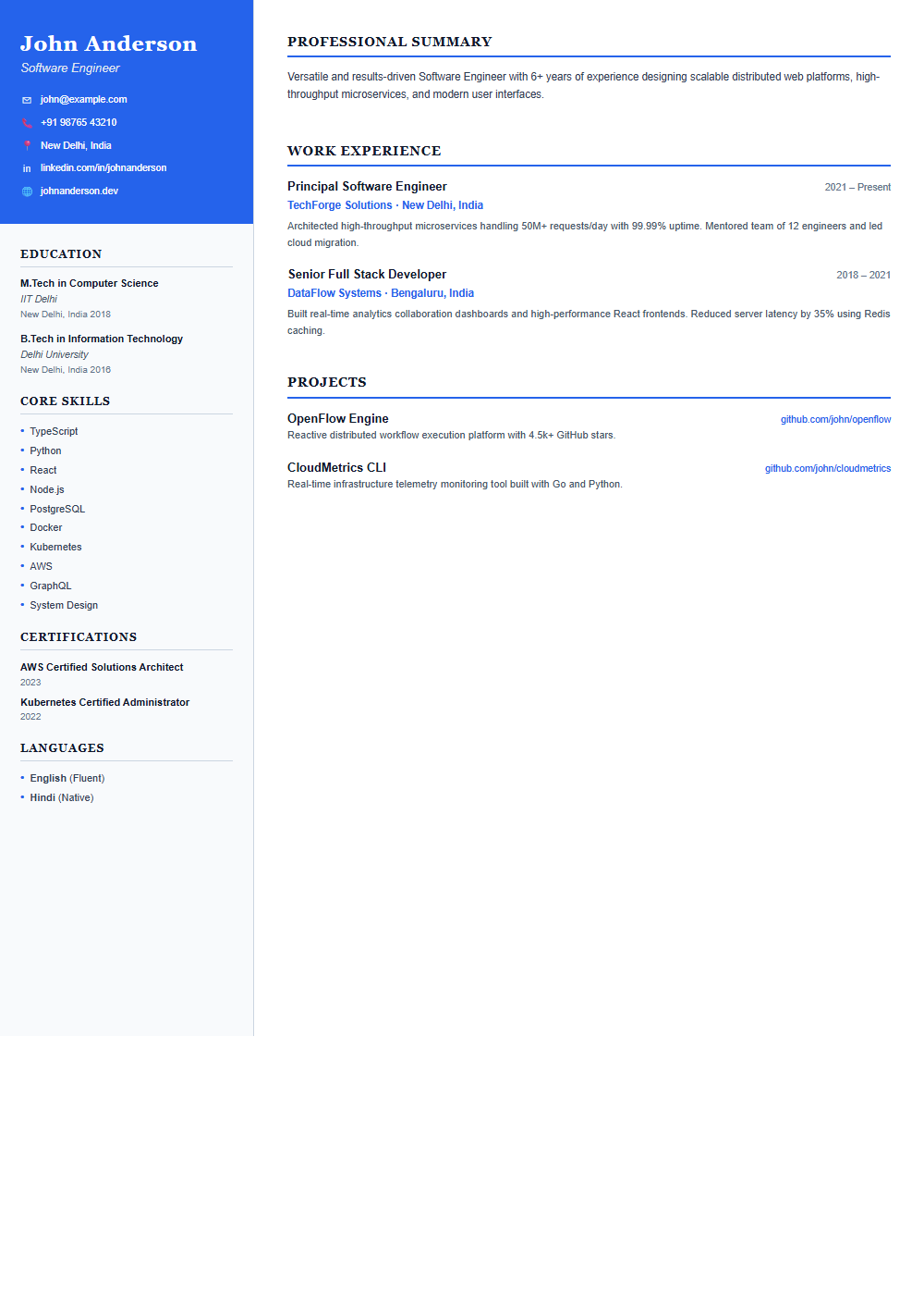 Business Resume Template