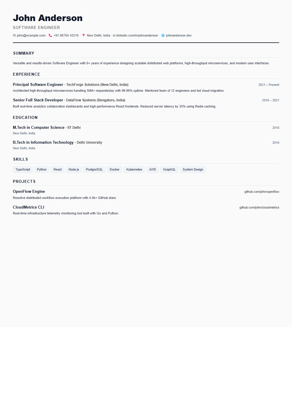 Canvas resume template preview