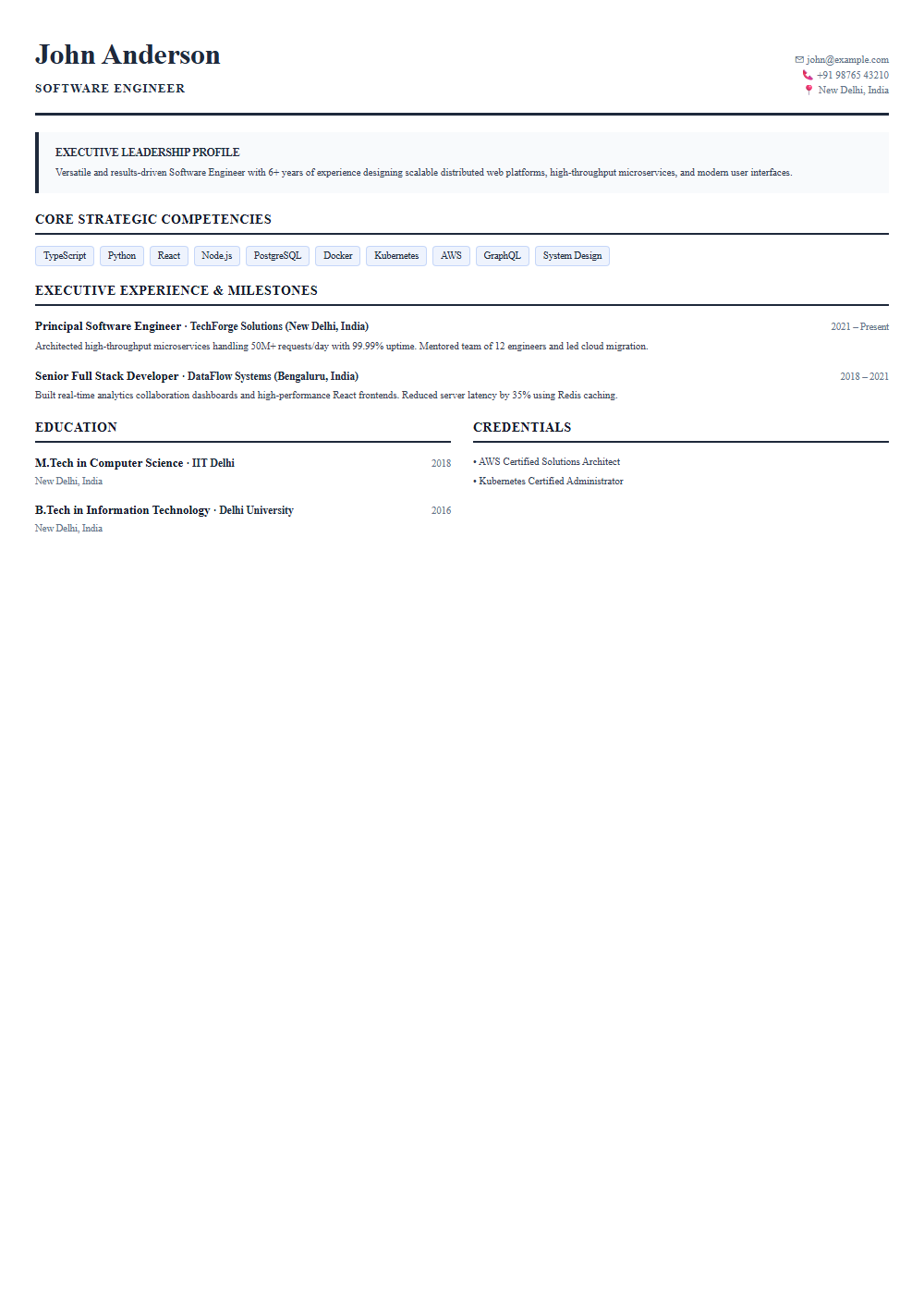 Chancellor resume template preview