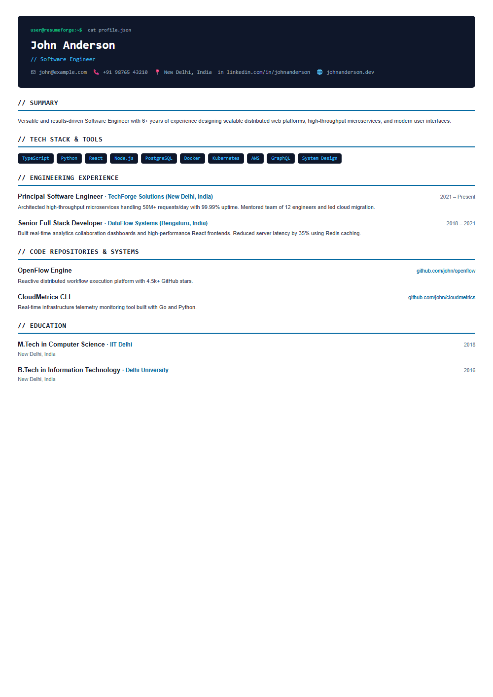 CloudArch resume template preview