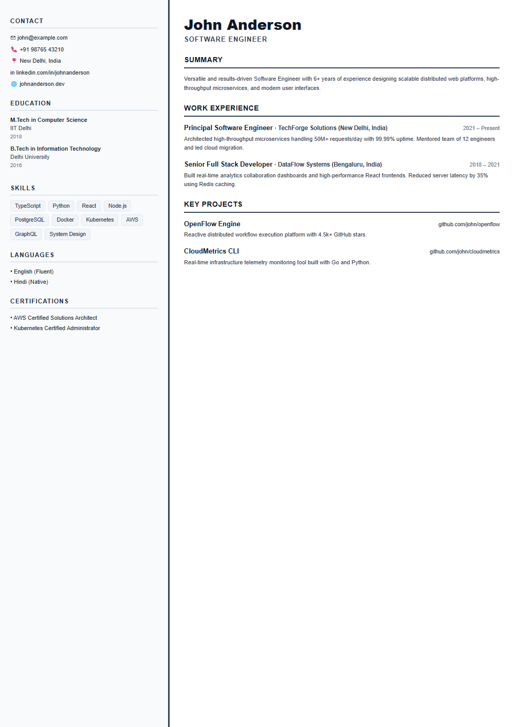 Consul resume template preview