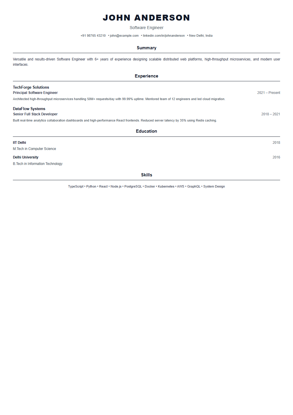 Corporate Resume Template