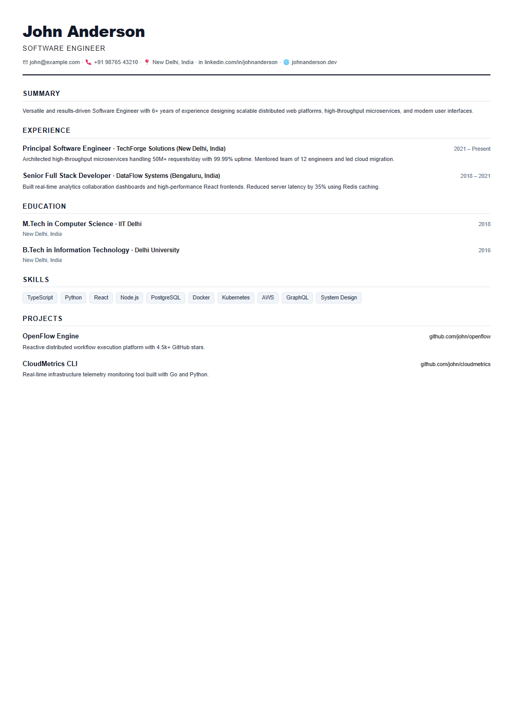Essence resume template preview