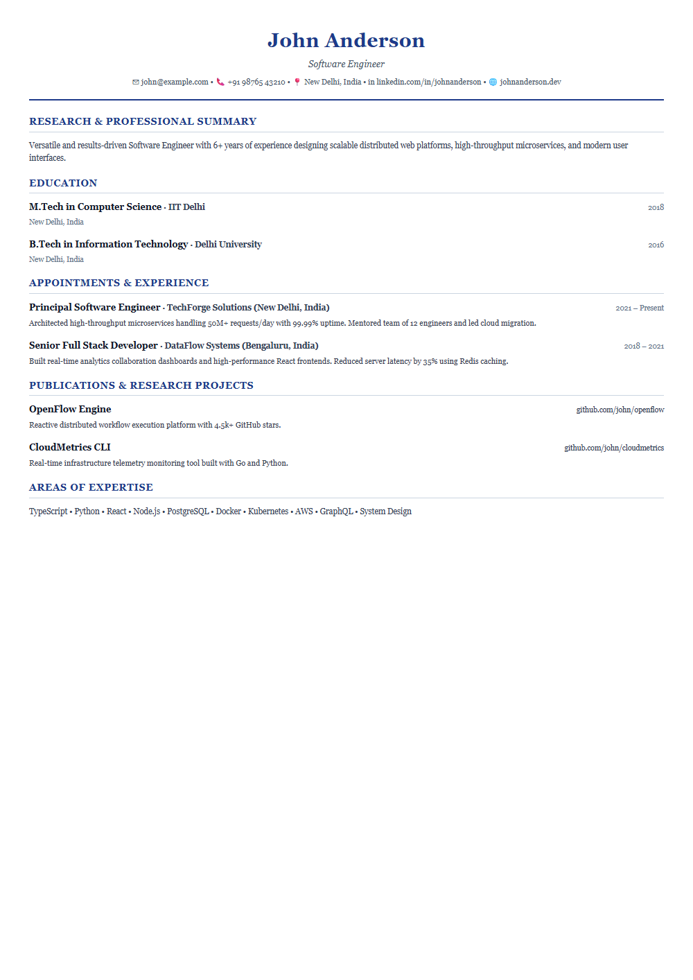 Fellowship resume template preview