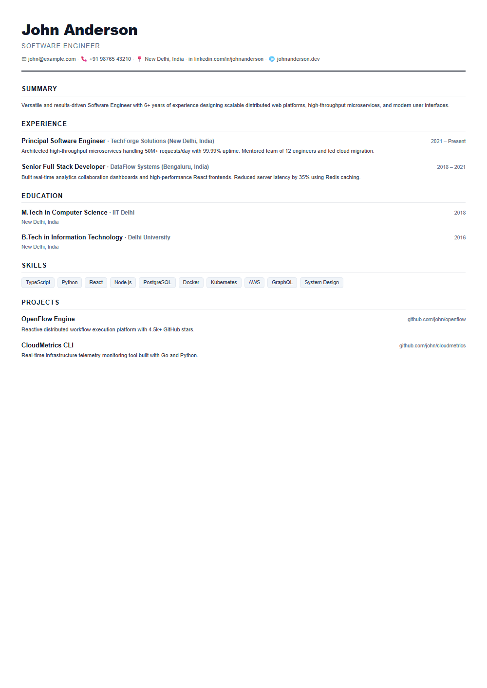 Nordic resume template preview