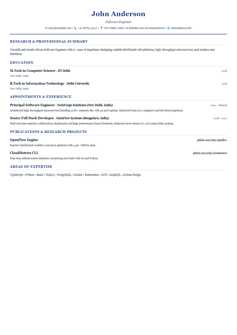 Oxford resume template preview