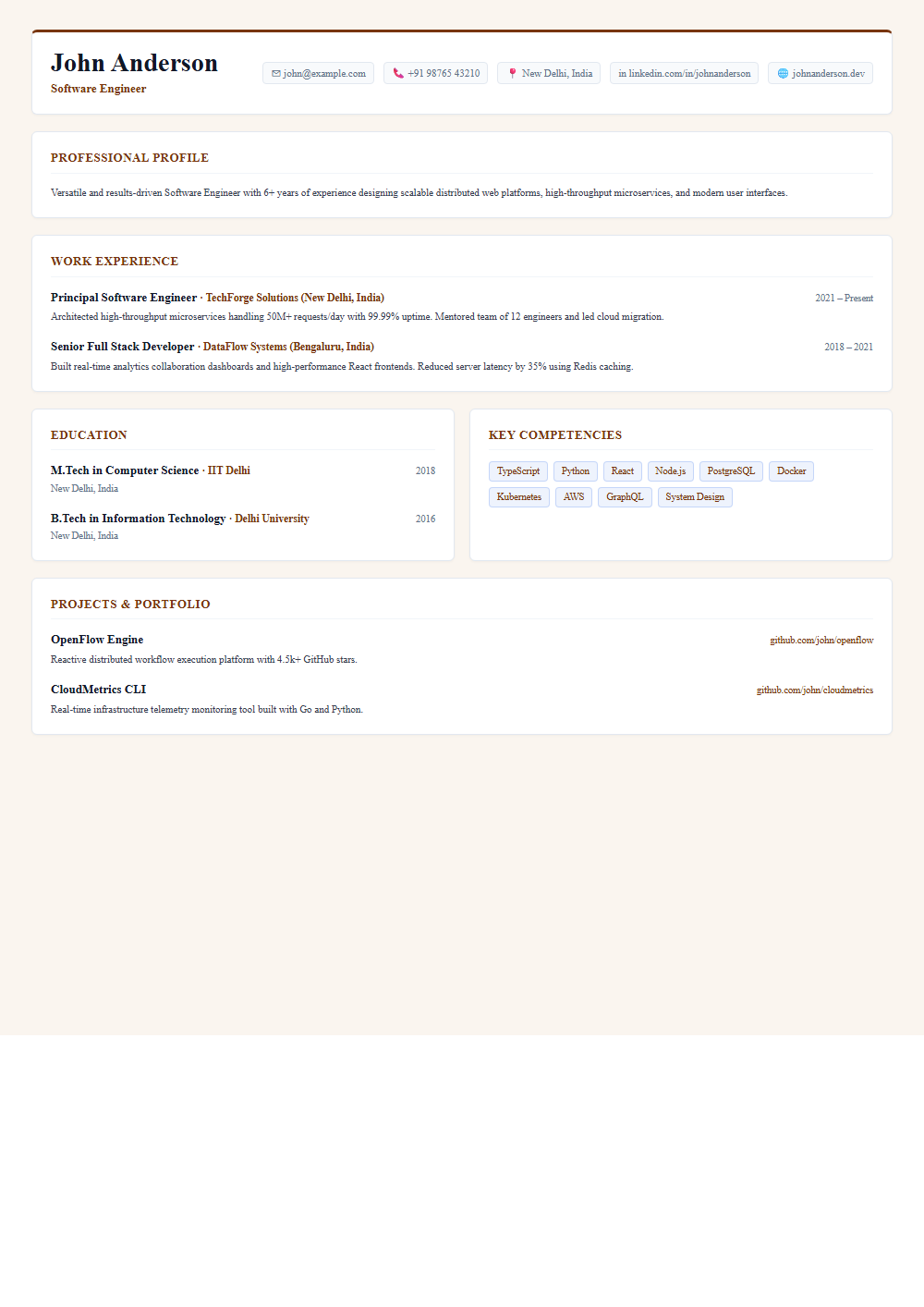 Prestige resume template preview