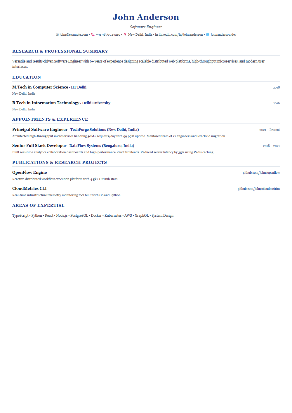 Scholar resume template preview