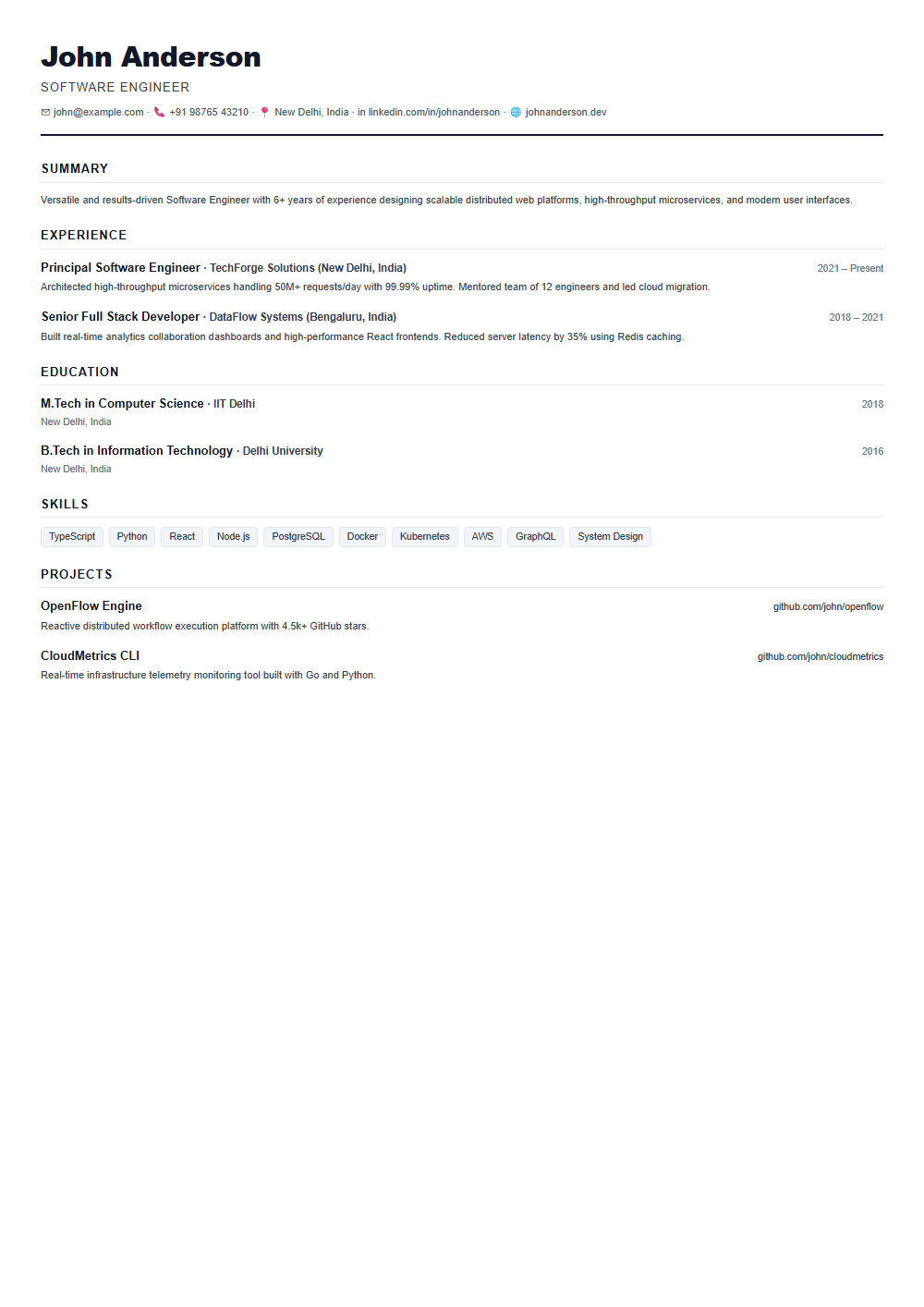 Slate resume template preview