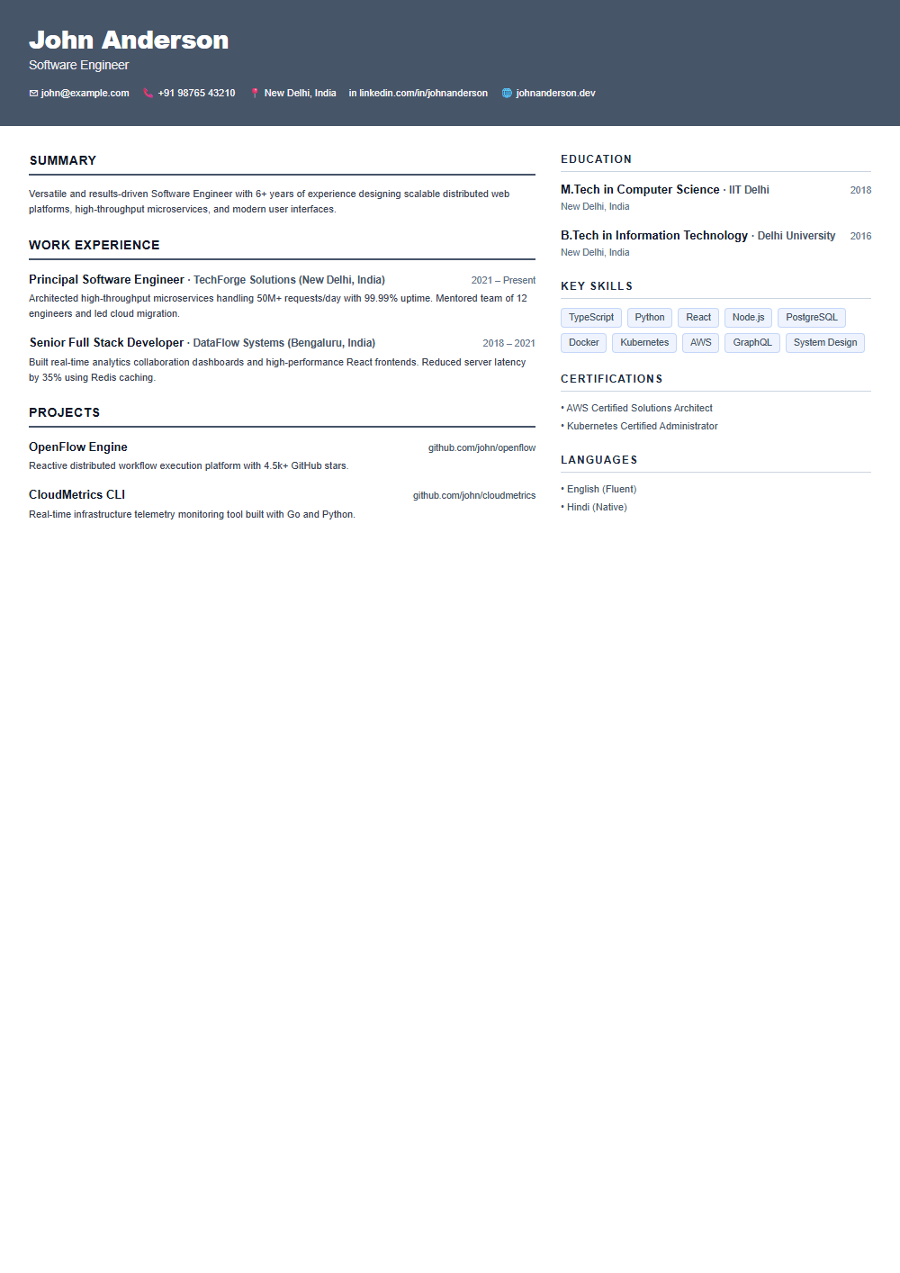 Sterling resume template preview