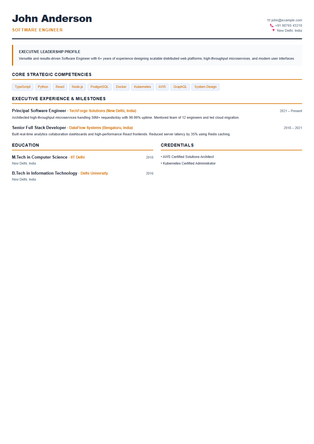 Summit resume template preview